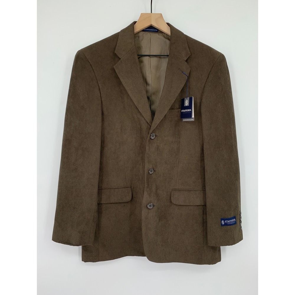 Stafford Blazer Mens 38R Brown Microsuede‎ Sport Coat Jacket Classic Fit NEW